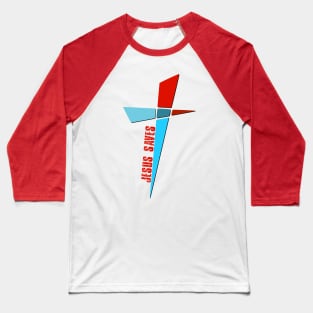 Colorful Cross - Jesus Saves Baseball T-Shirt